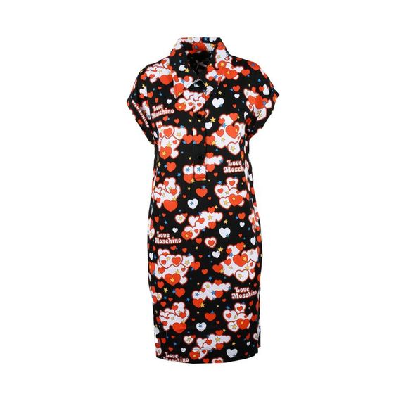 Love Moschino Black Print Button-Front Dress